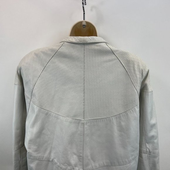 VTG Giovinezza Moda Rocco D'Amelio White Moto Leather Snap Jacket Women's L - Picture 8 of 10